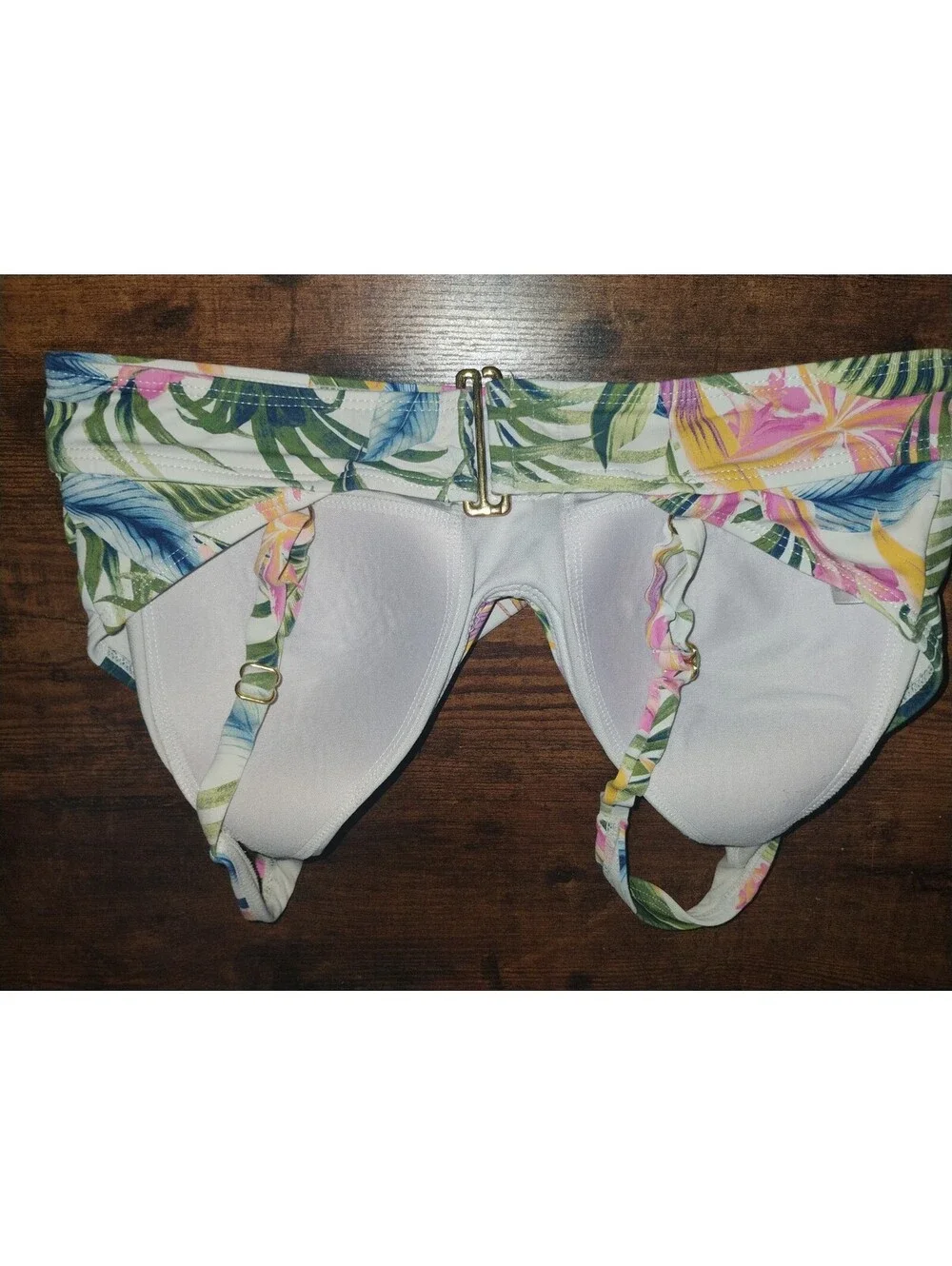 Tropical Print Padded Bikini Top with Adjustable Straps